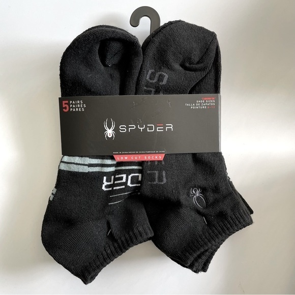 Spyder men’s low cut socks 5 pairs size 6-12 black white gray green - Picture 1 of 1
